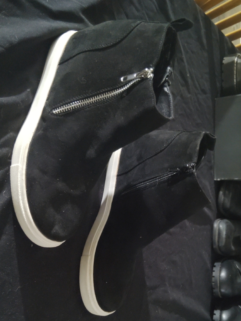 Madden Girl Black Suede High-Top Sneakers with White Sole